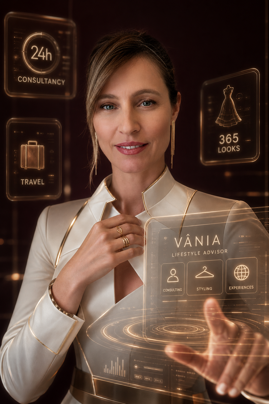 Vânia Gonzalez interagindo com a interface holográfica do APP Visual Magnético